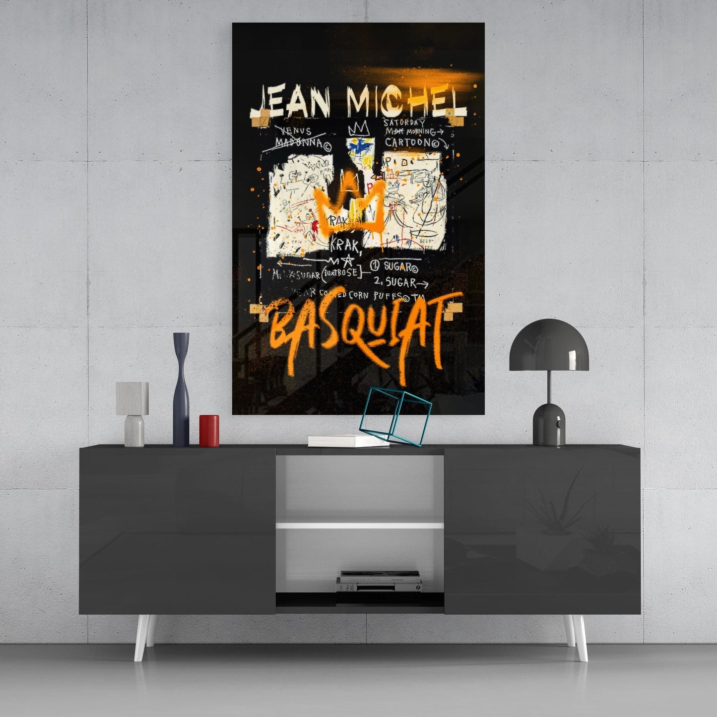 Style of Jean-Michel Basquiat Glass Wall Art || Designers Collection