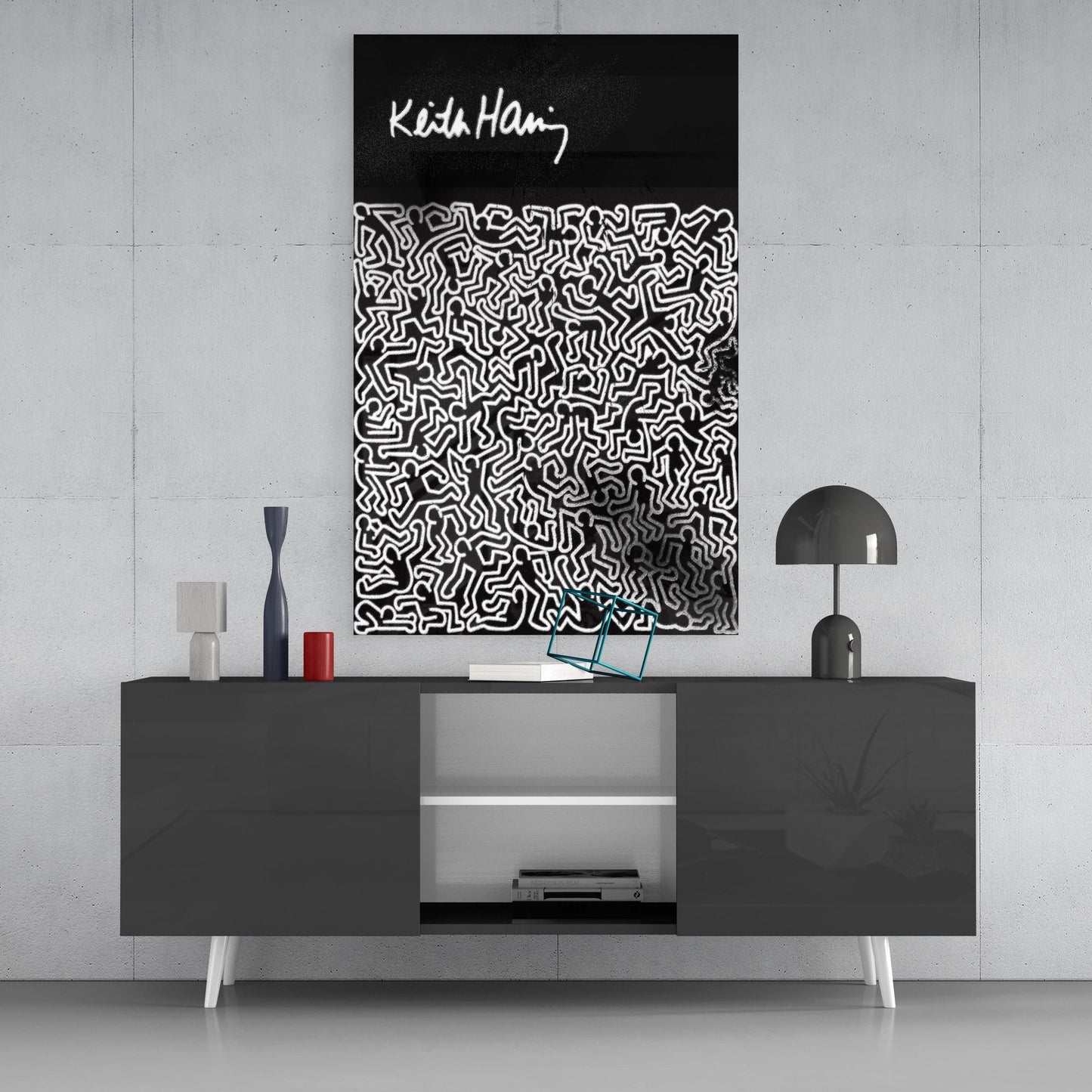 Style of Keith Haring Glass Wall Art || Designers Collection