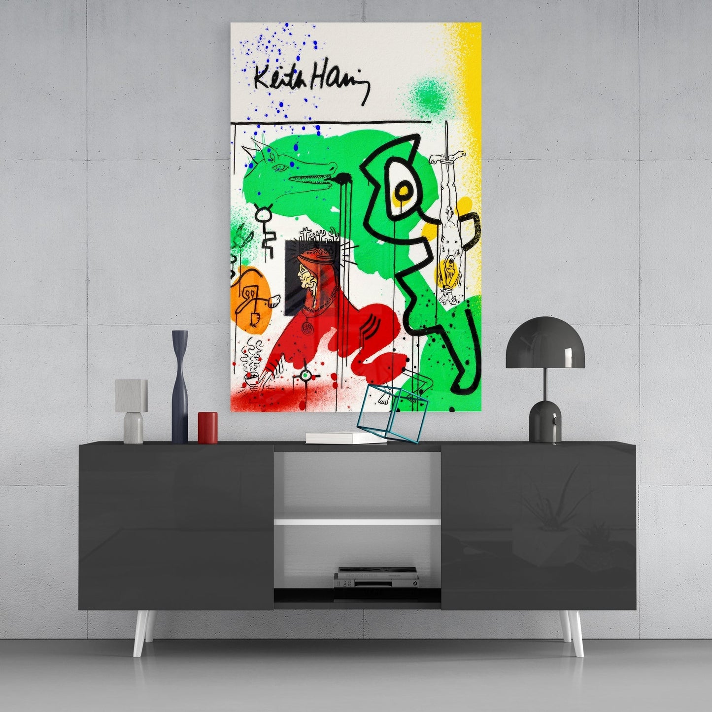 Style of Keith Haring Glass Wall Art || Designers Collection