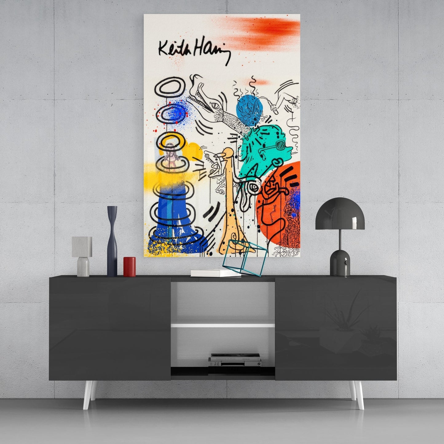 Style of Keith Haring Glass Wall Art || Designers Collection