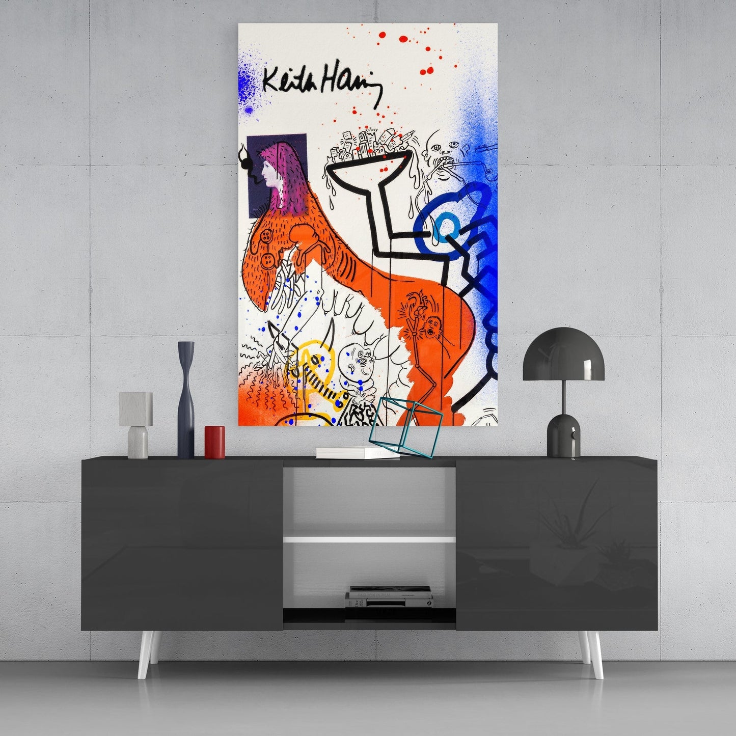 Style of Keith Haring Glass Wall Art || Designers Collection
