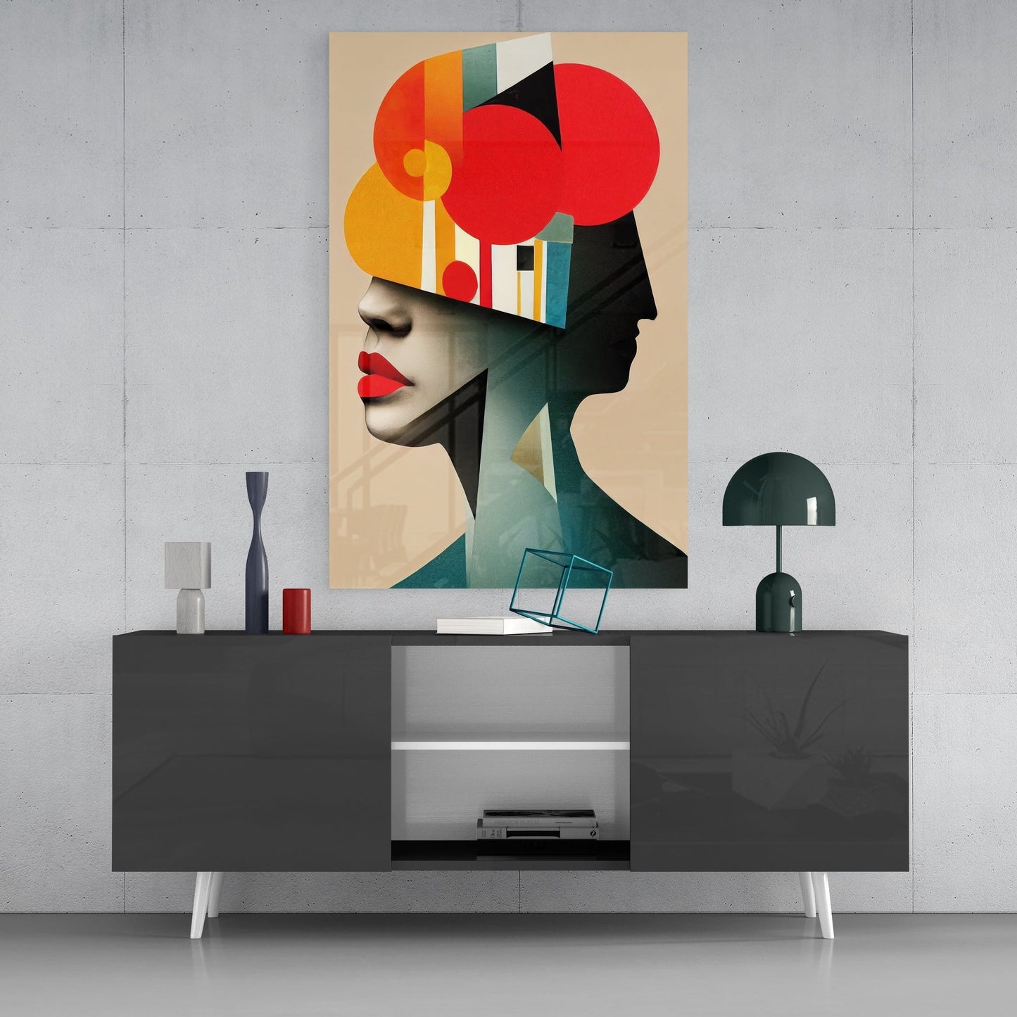 Geometric Thoughts Glass Wall Art || Designers Collection