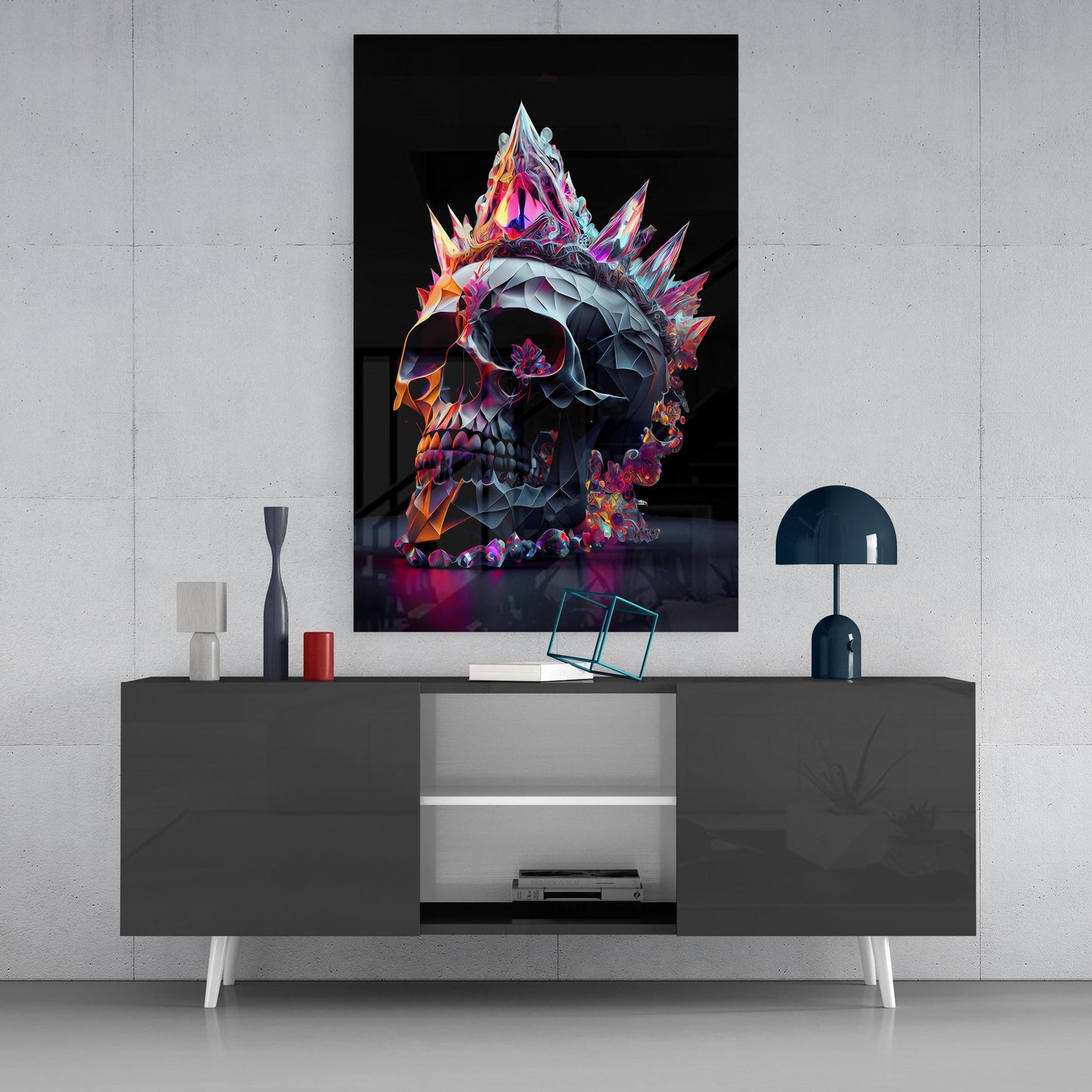 Diamond Skull Glass Wall Art || Designers Collection