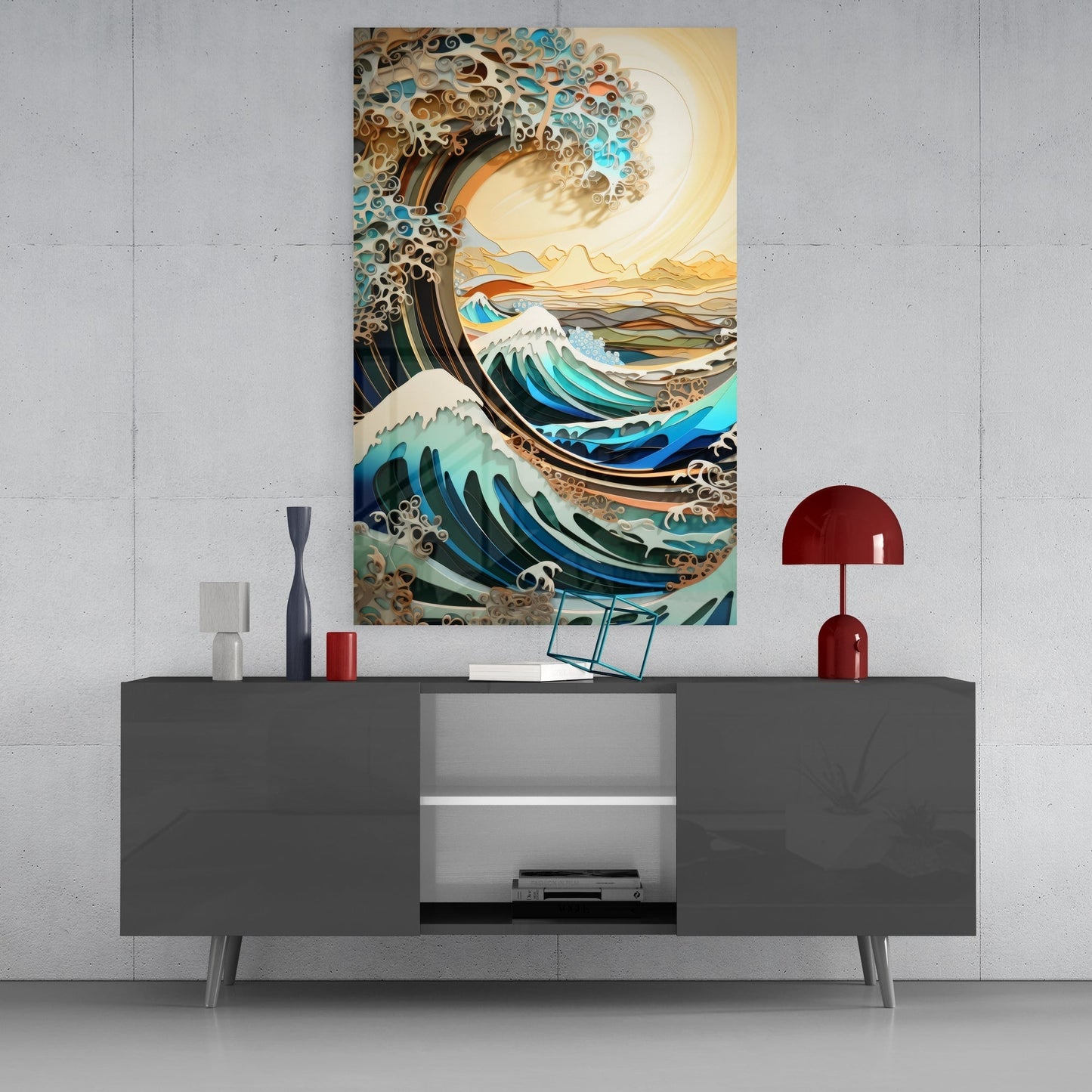 Waves, Trees or Mountains Glass Wall Art || Designer's Collection