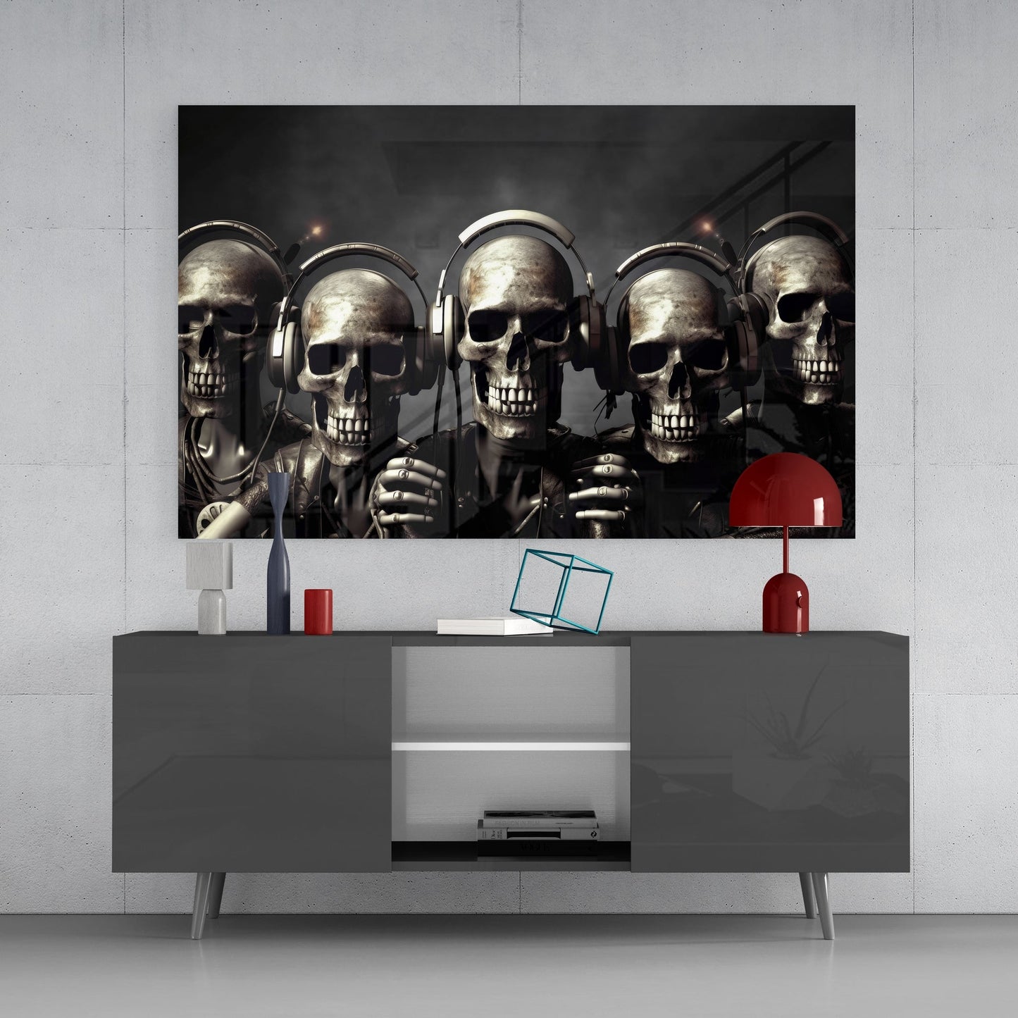 Skull Party Glass Wall Art || Designer's Collection