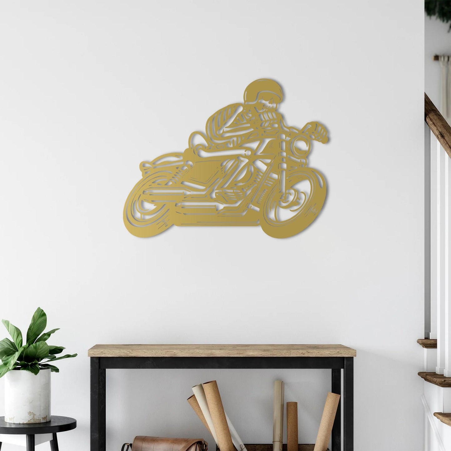 Ölümsüz Ruh İskelet – Metal Motosiklet Duvar Dekoru