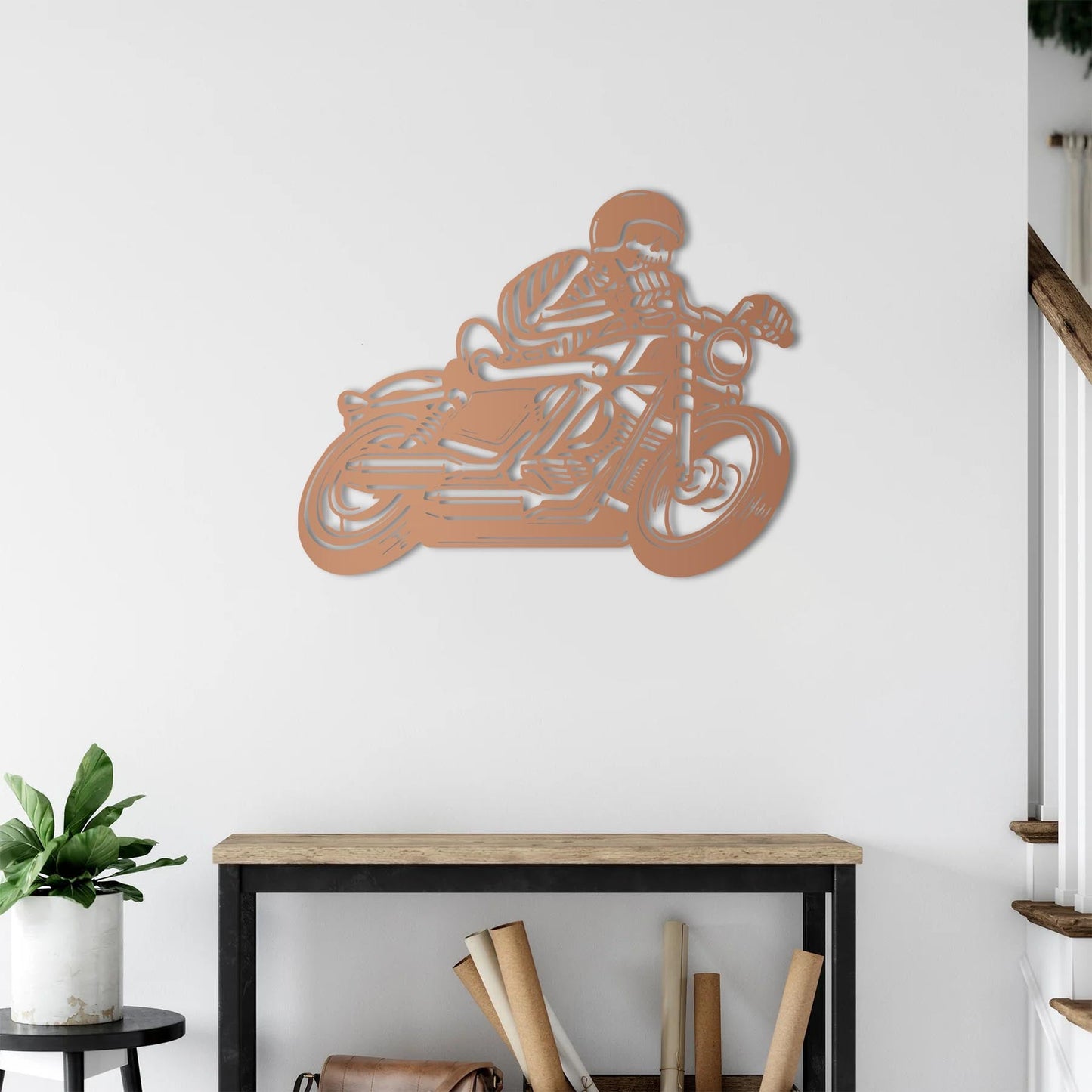 Ölümsüz Ruh İskelet – Metal Motosiklet Duvar Dekoru
