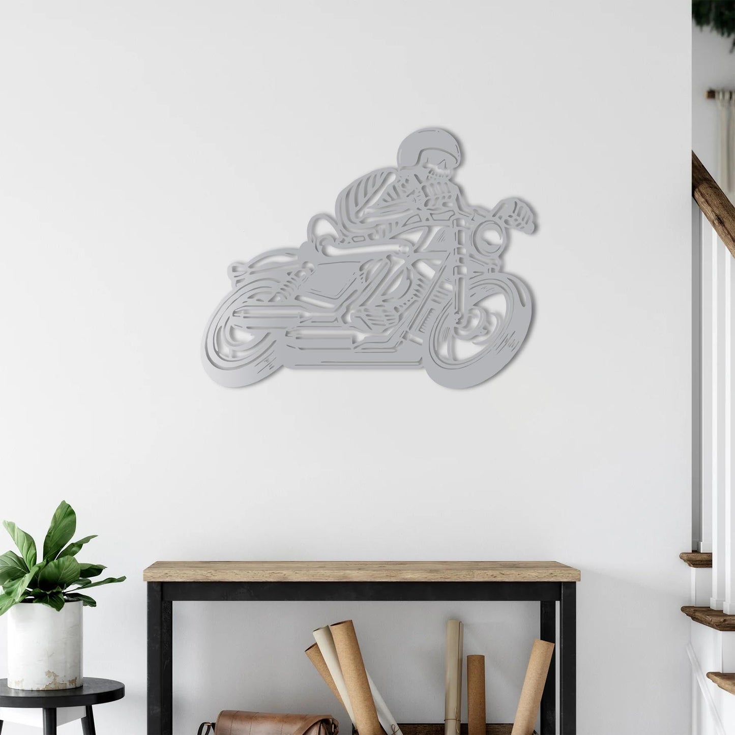 Ölümsüz Ruh İskelet – Metal Motosiklet Duvar Dekoru
