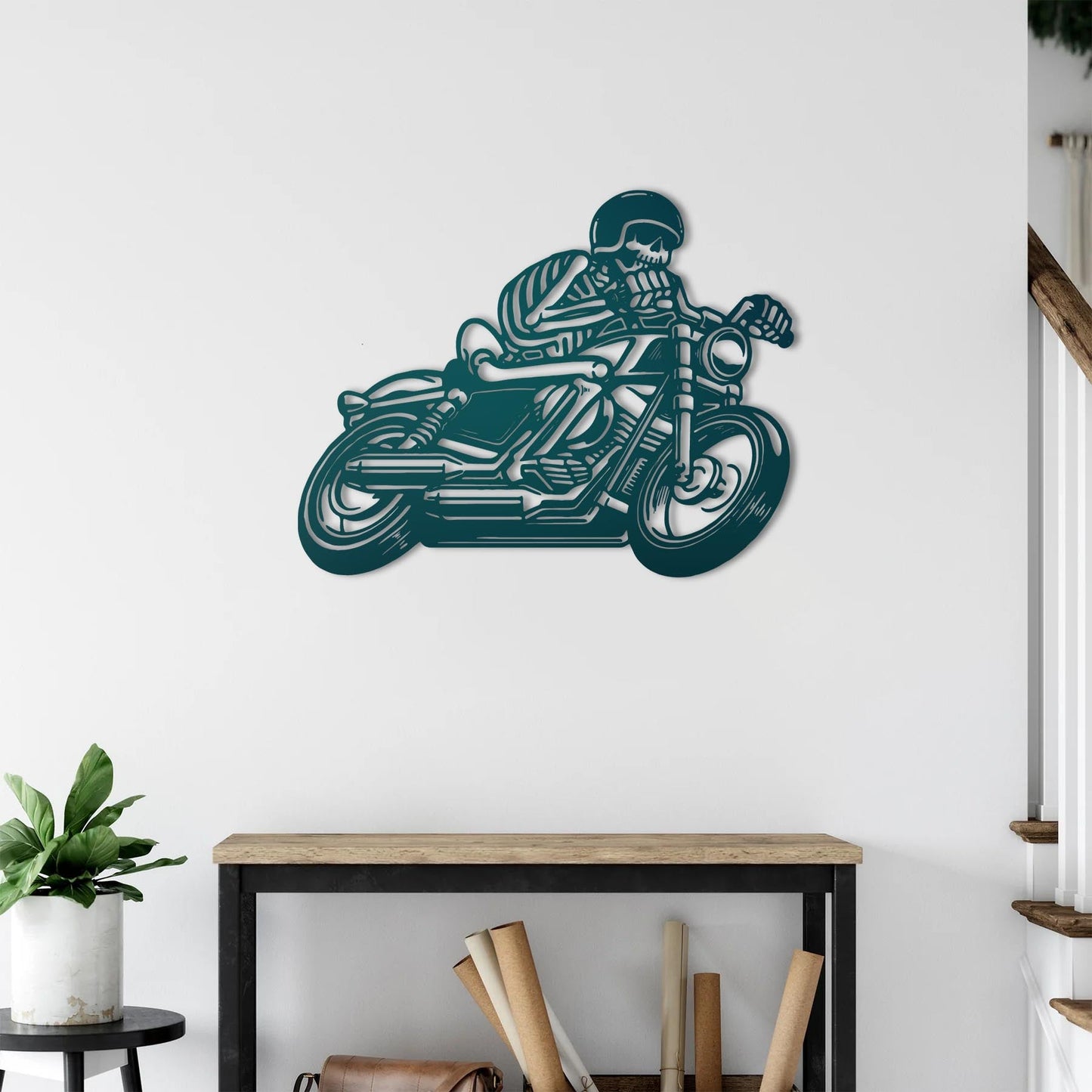 Ölümsüz Ruh İskelet – Metal Motosiklet Duvar Dekoru