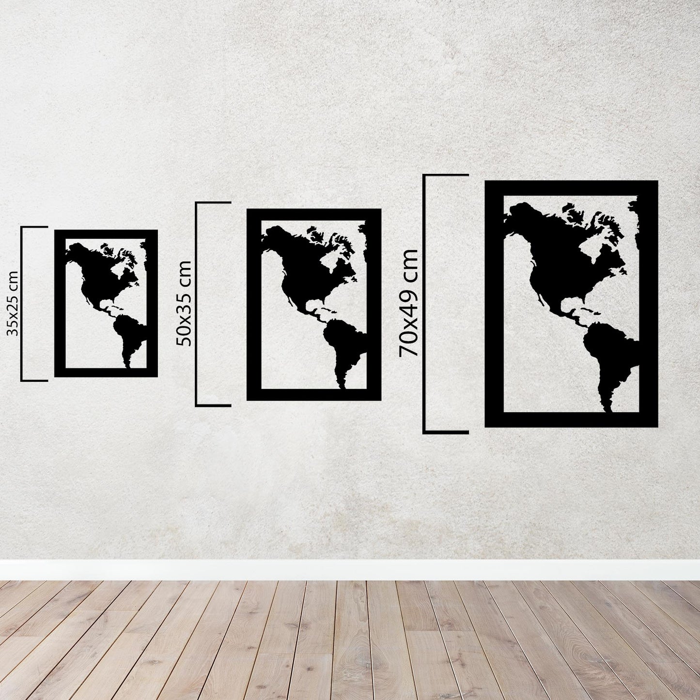 Three-Piece World Map – Metal Painting