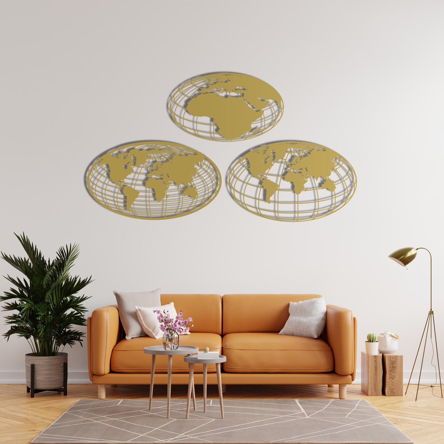 World Map Global Perspective – Metal Painting