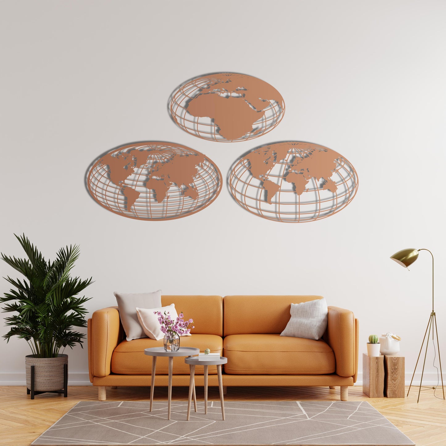 World Map Global Perspective – Metal Painting