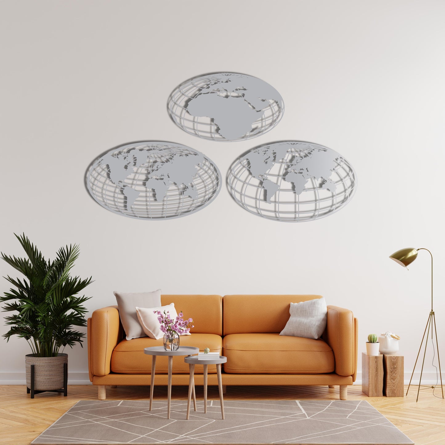 World Map Global Perspective – Metal Painting