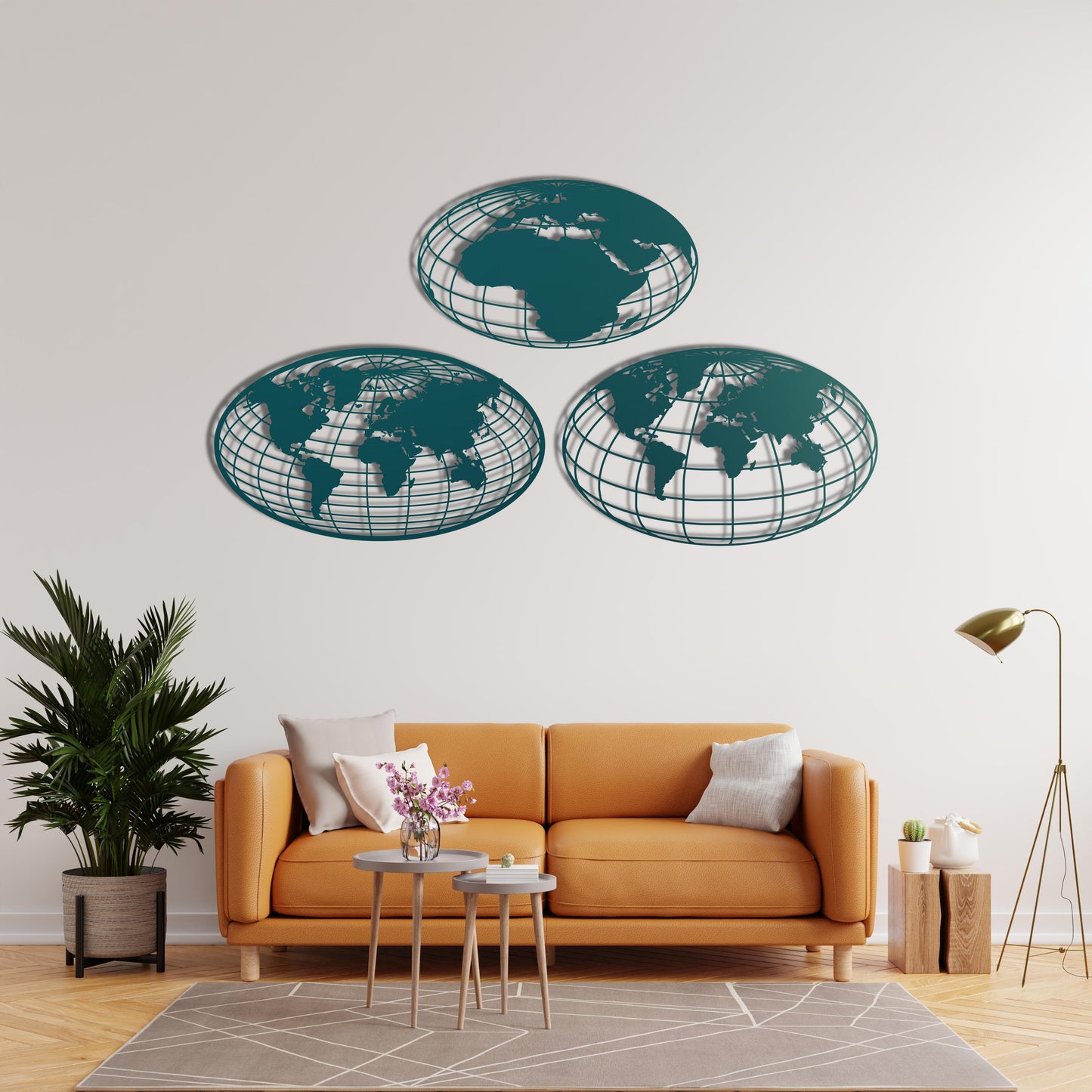 World Map Global Perspective – Metal Painting