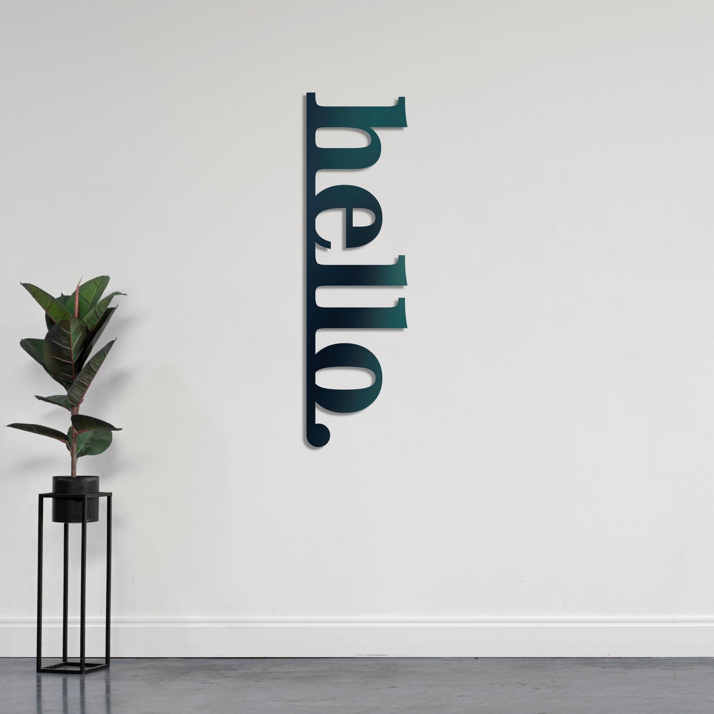 Vertical "Hello" Lettering Metal Sign