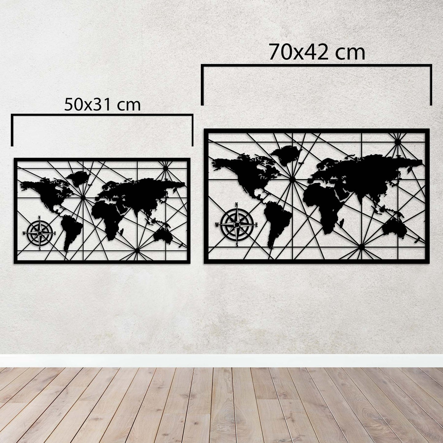 Exploration Routes - World Map Metal Painting