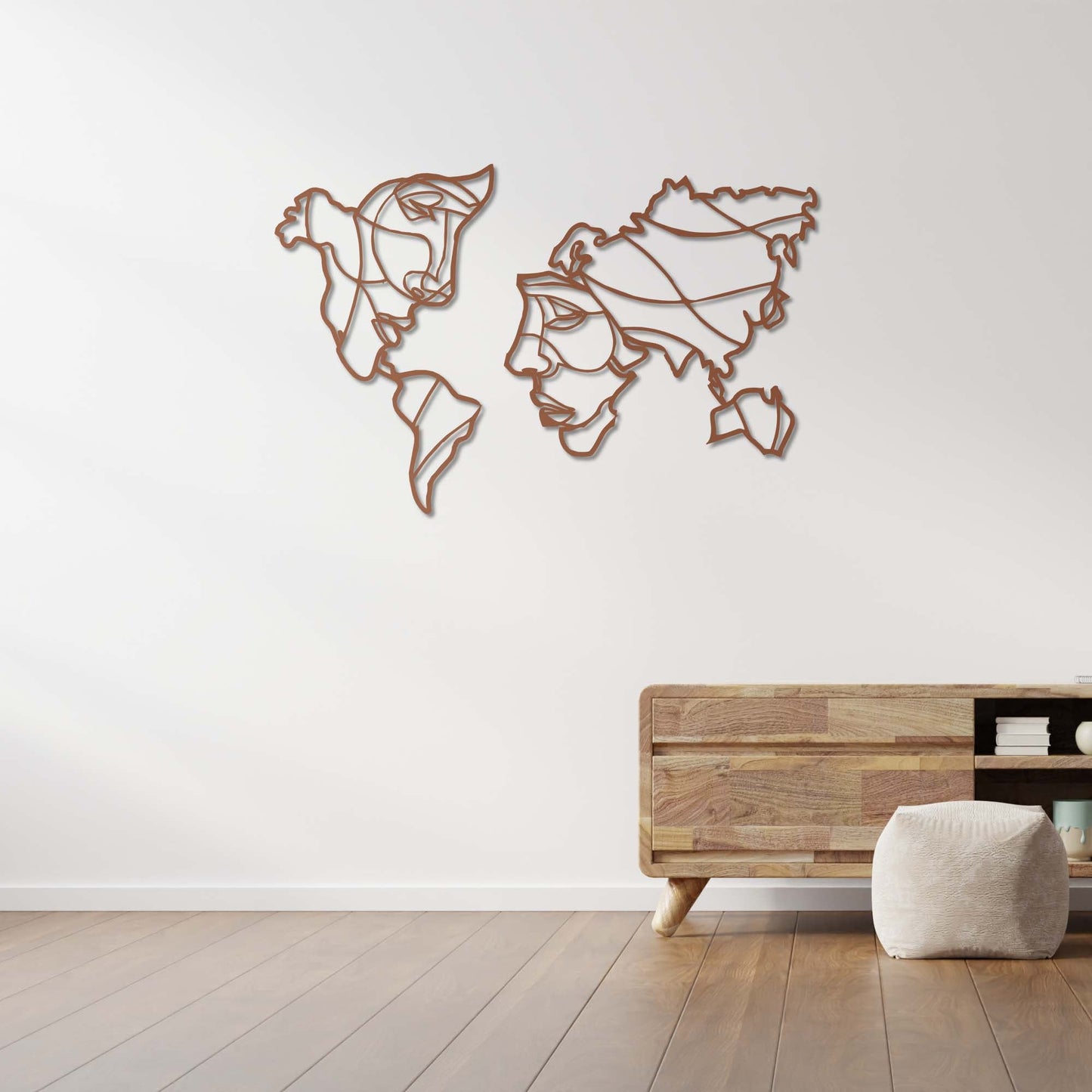 Faces of the World – Artistic World Map Metal Painting