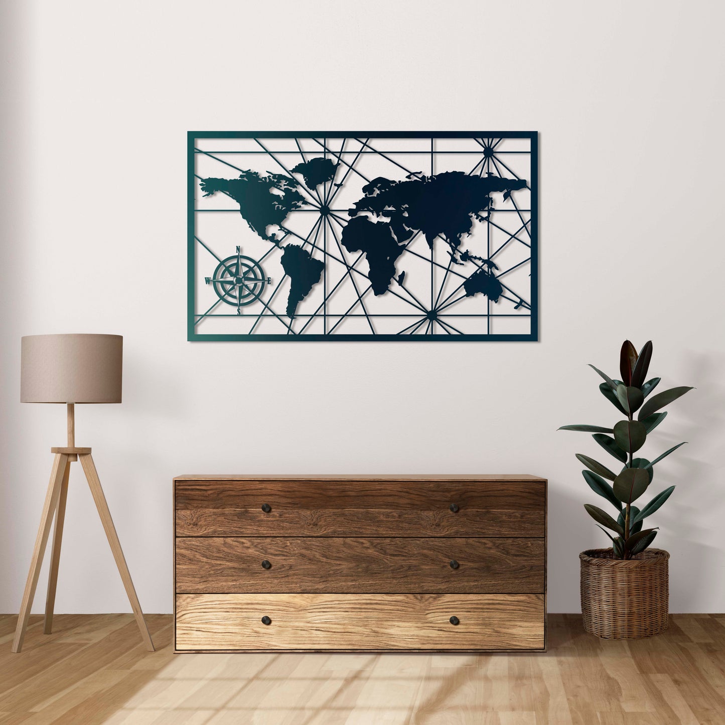 Exploration Routes - World Map Metal Painting