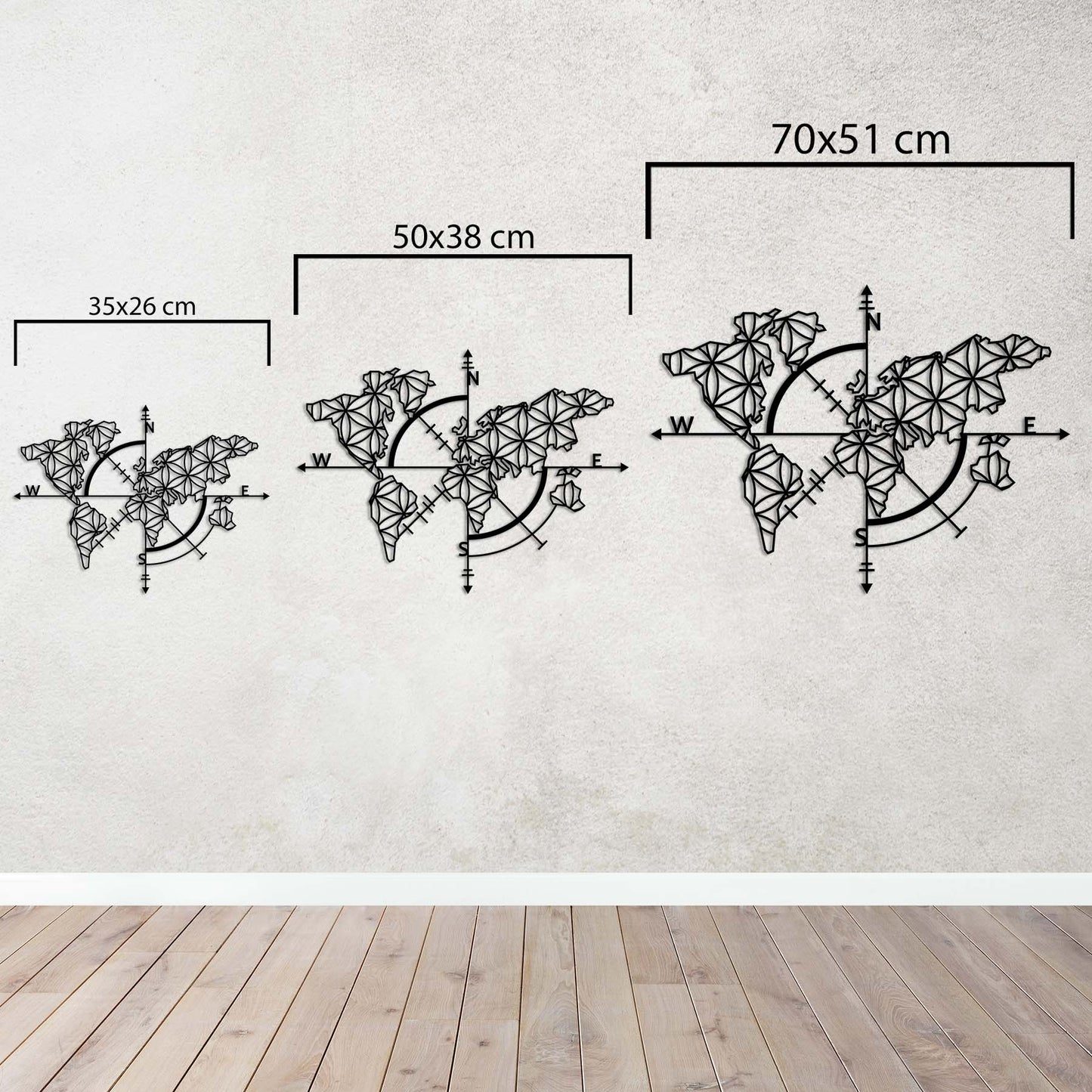 Compass and Geometric World Map – Metal Table