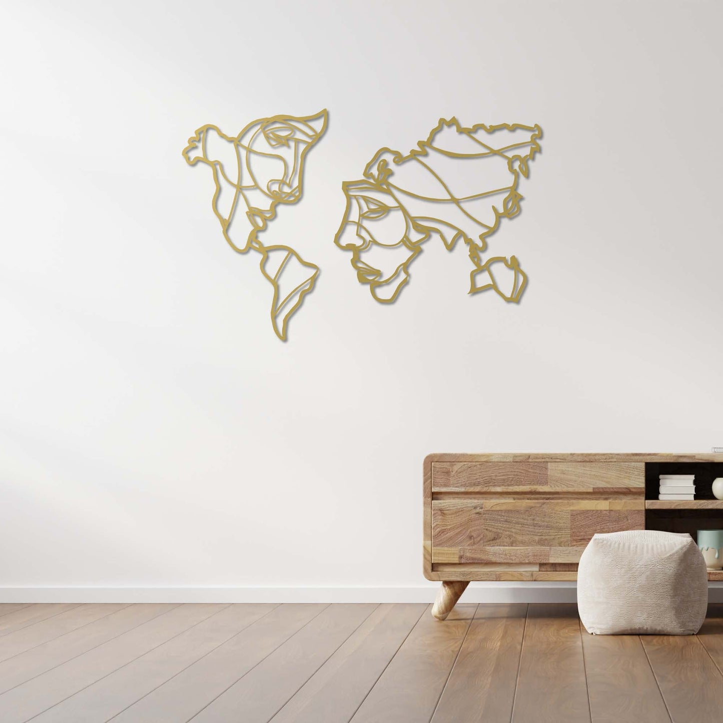 Faces of the World – Artistic World Map Metal Painting
