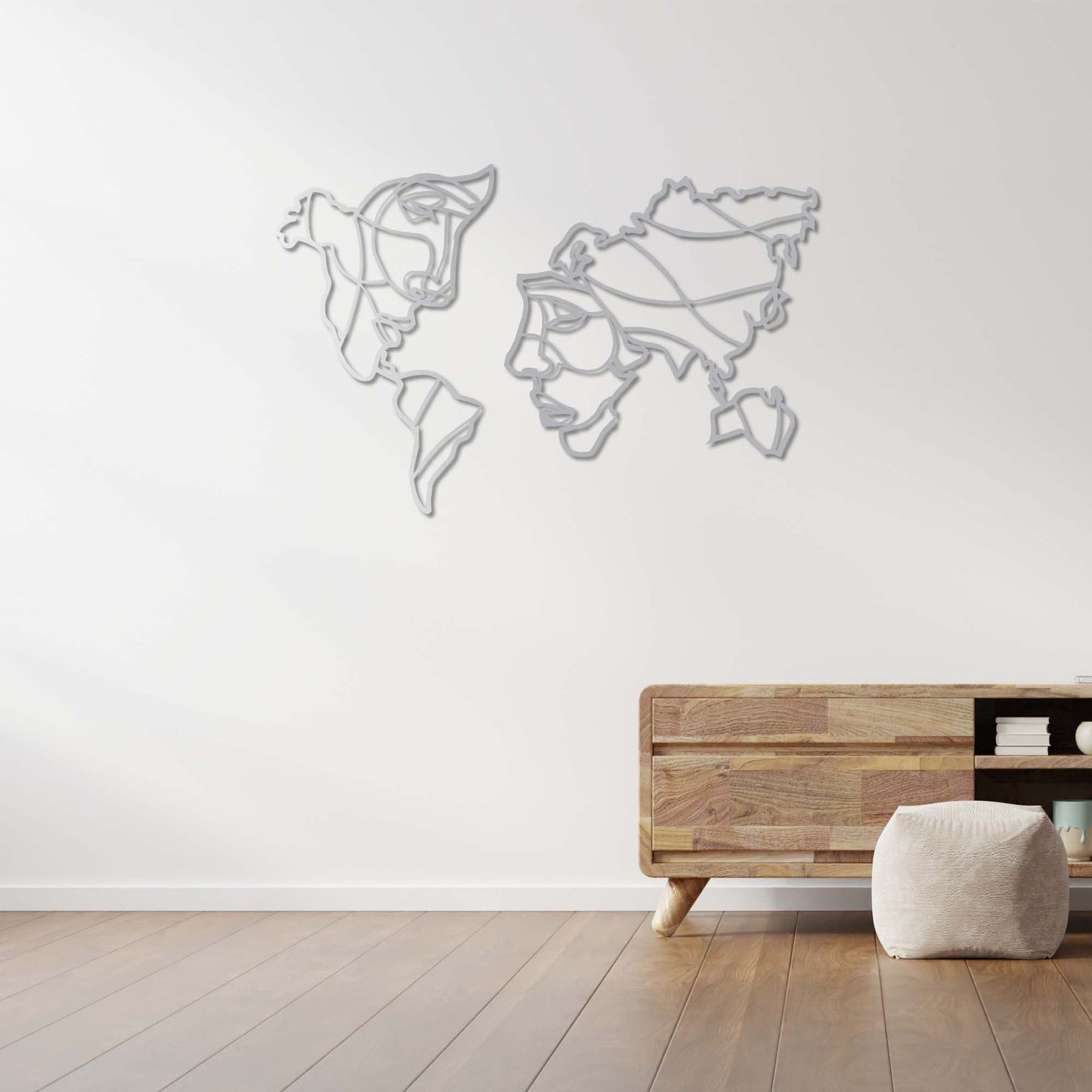 Faces of the World – Artistic World Map Metal Painting
