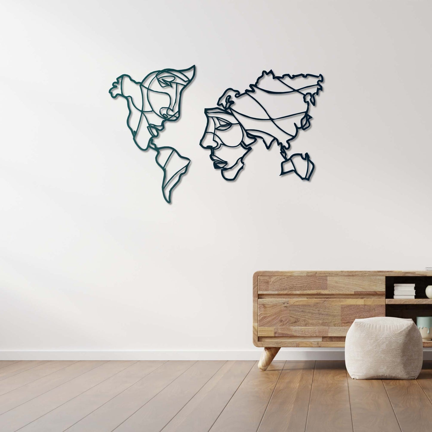 Faces of the World – Artistic World Map Metal Painting