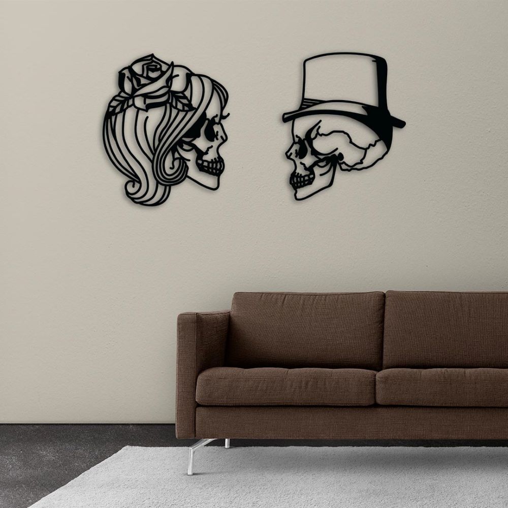Skulls in Love Metal Painting