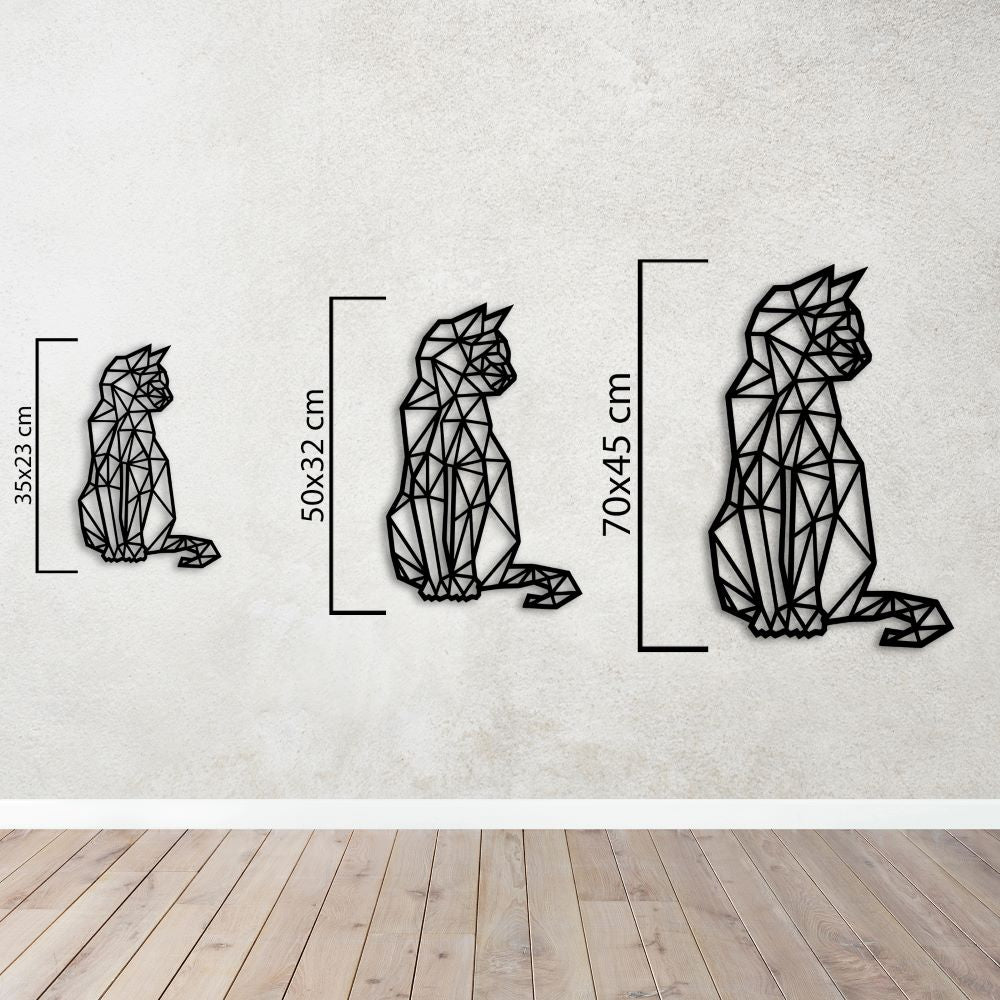 Geometrik Kedi Metal Tablo