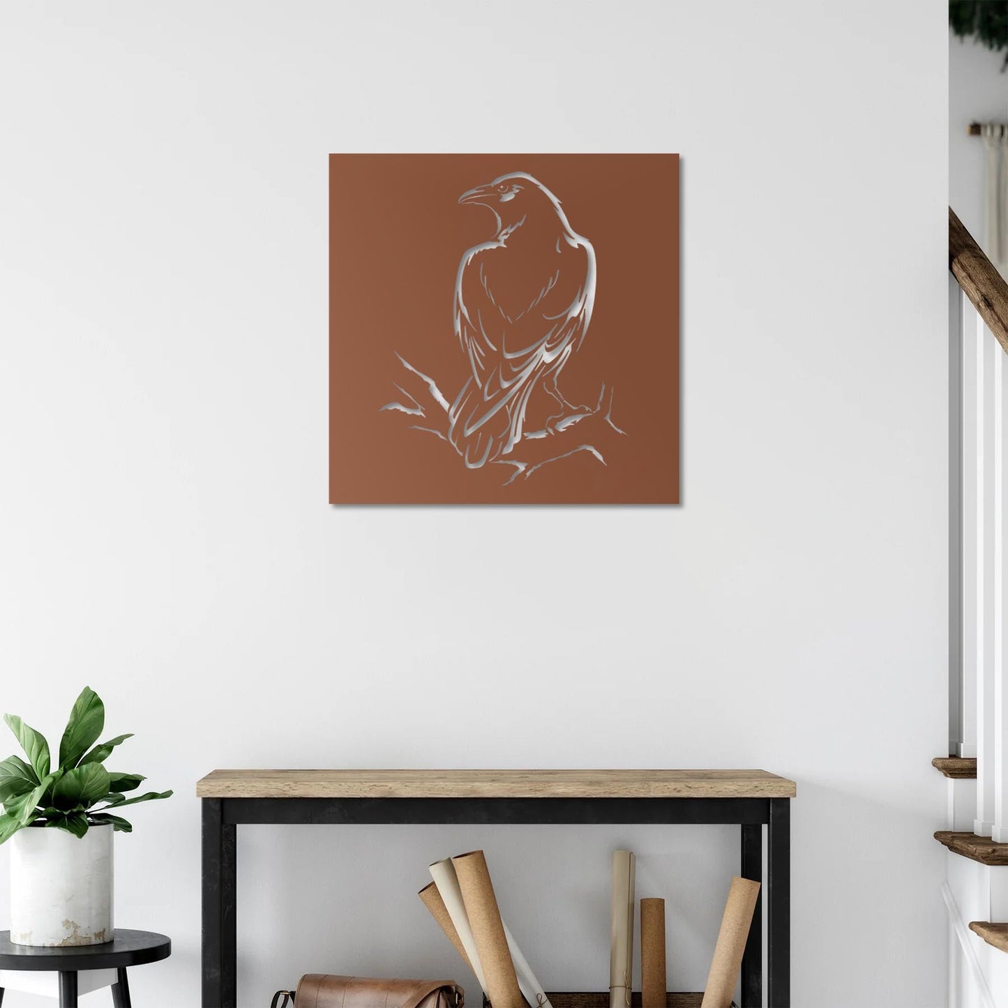 Mysterious Crow Metal Painting