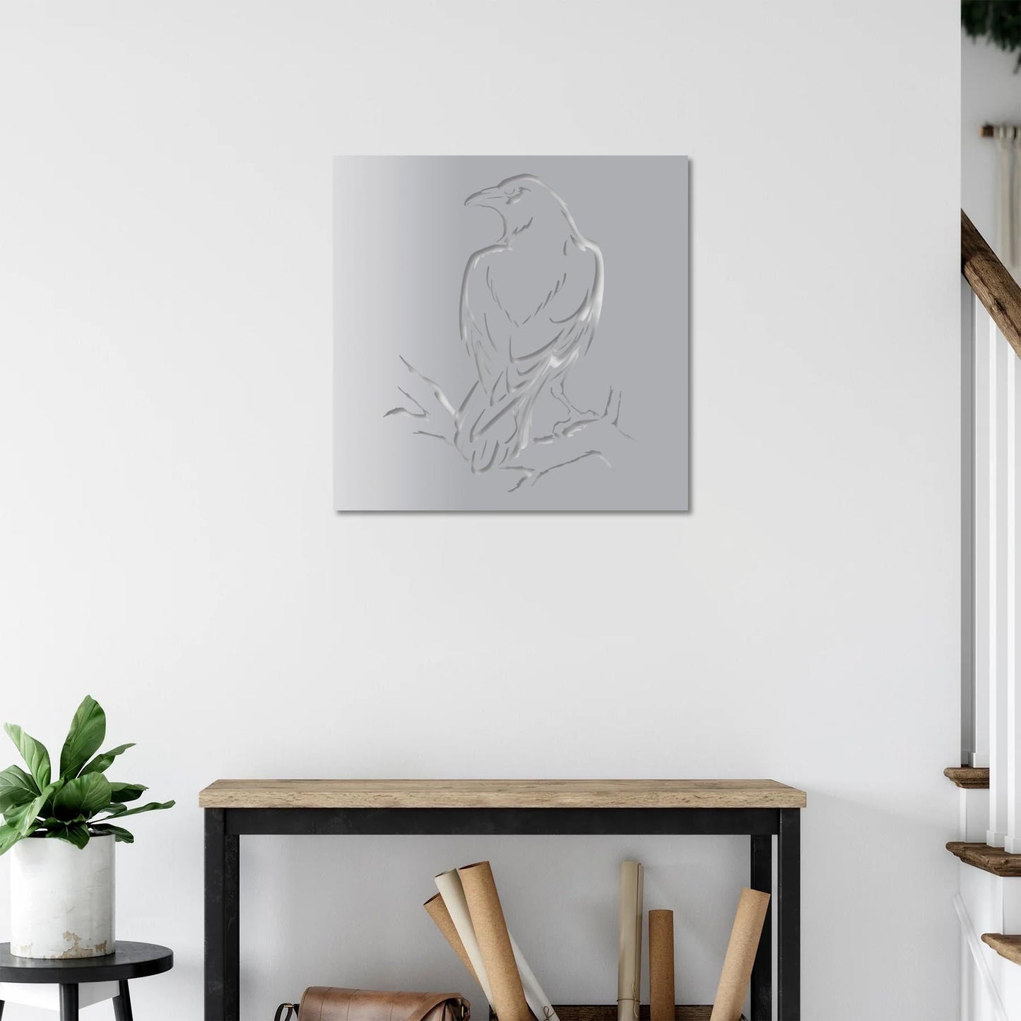 Mysterious Crow Metal Painting