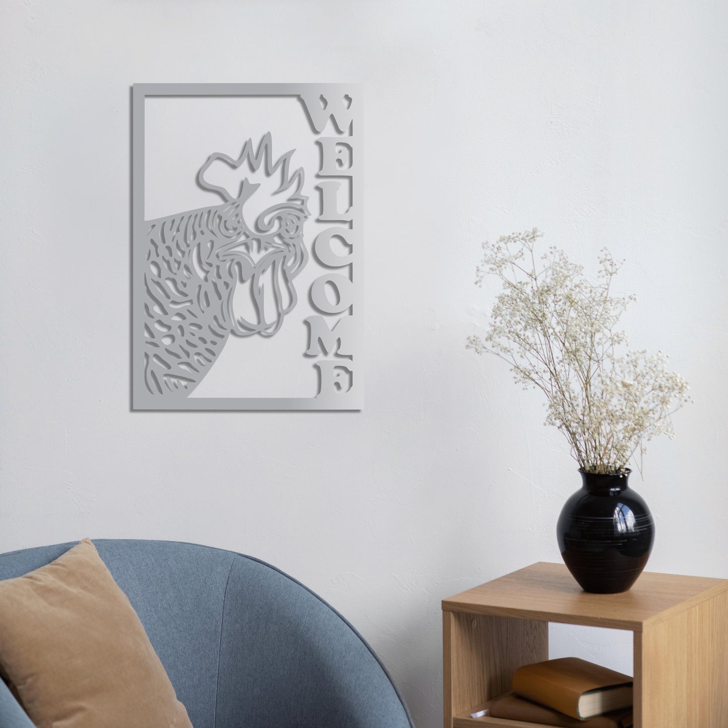 Hoş Geldin Horoz Metal Tablo