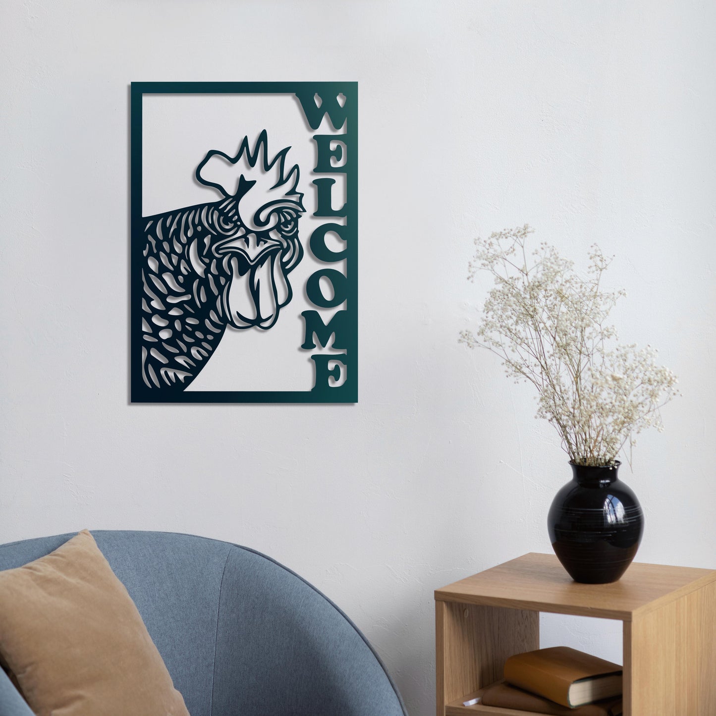 Hoş Geldin Horoz Metal Tablo