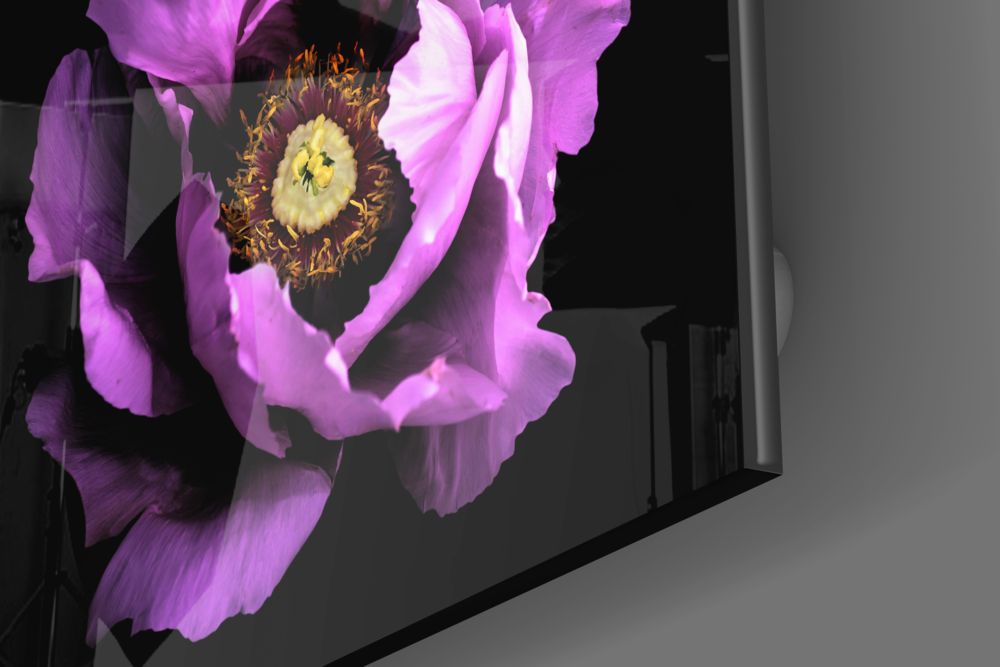 Floral Pembe Cam Tablo