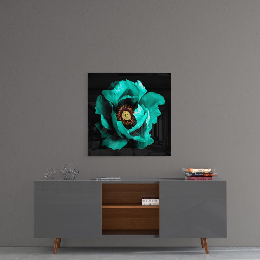 Floral Yeşil Cam Tablo