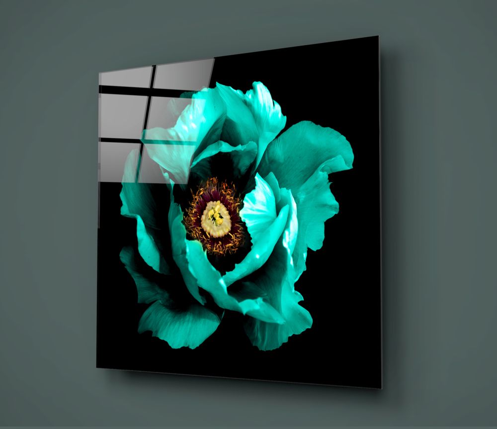 Floral Yeşil Cam Tablo