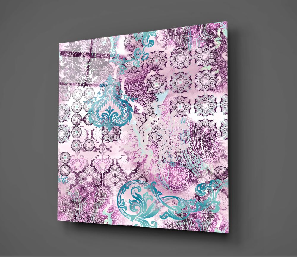 Mor Damask Cam Tablo