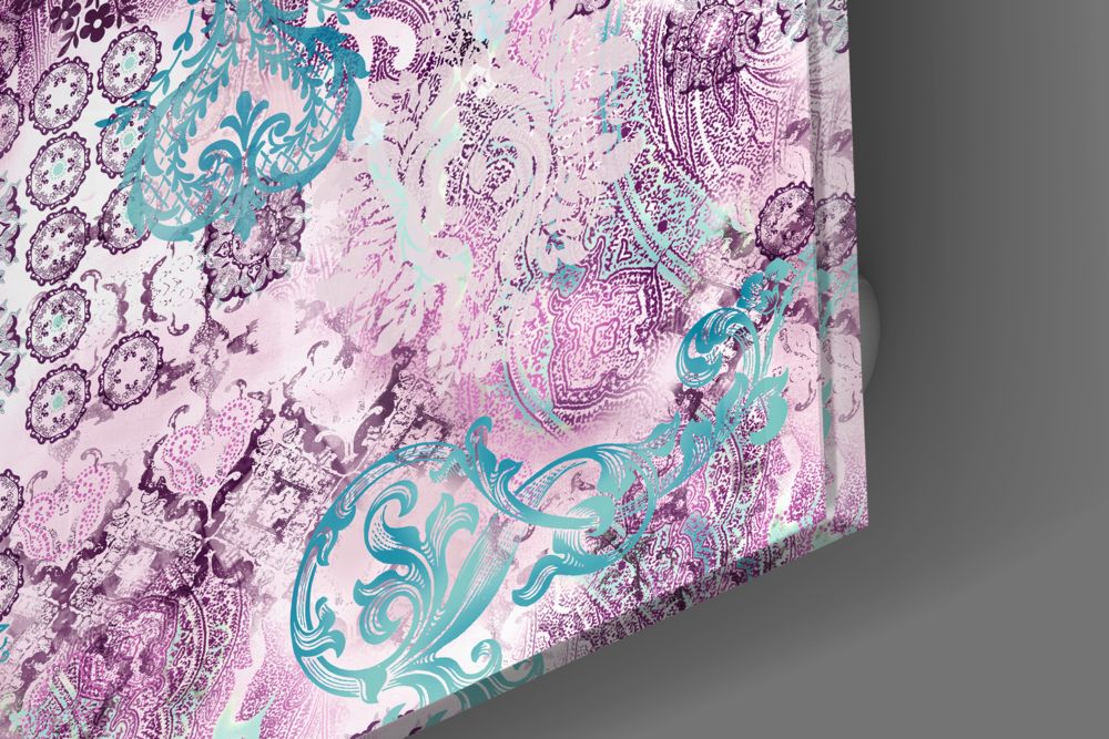 Mor Damask Cam Tablo