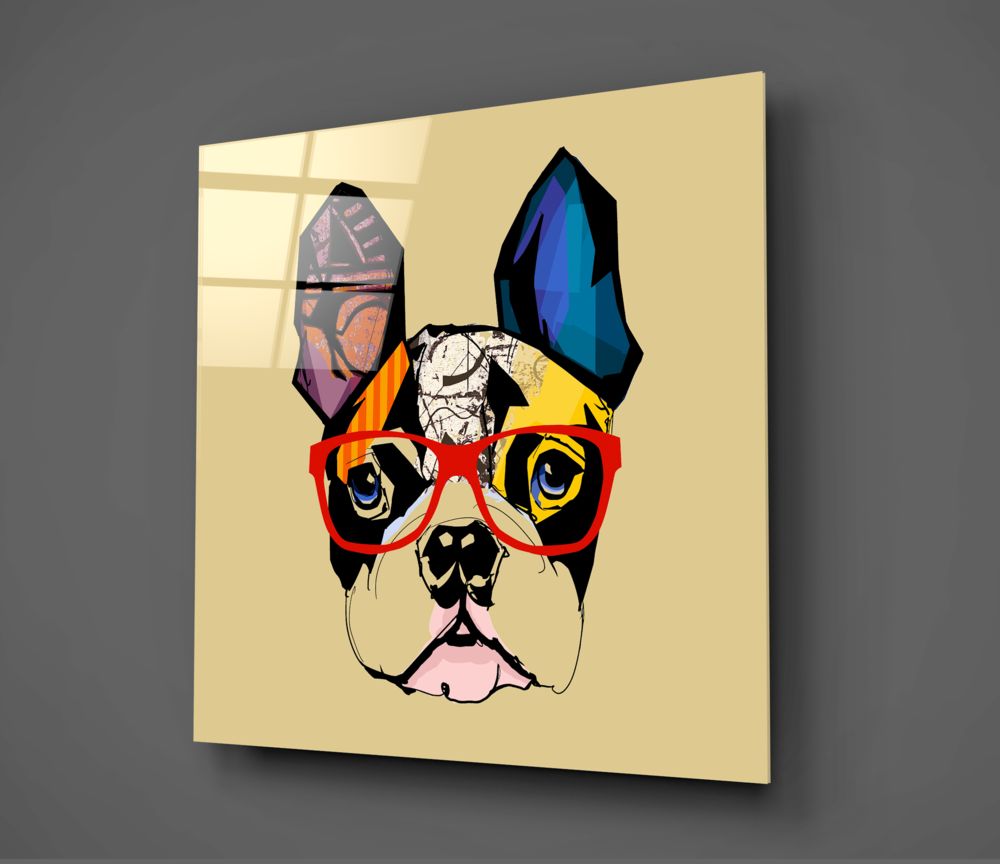 Bulldog Köpek Cam Tablo
