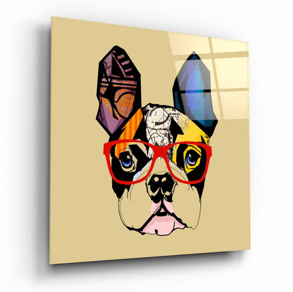 Bulldog Köpek Cam Tablo