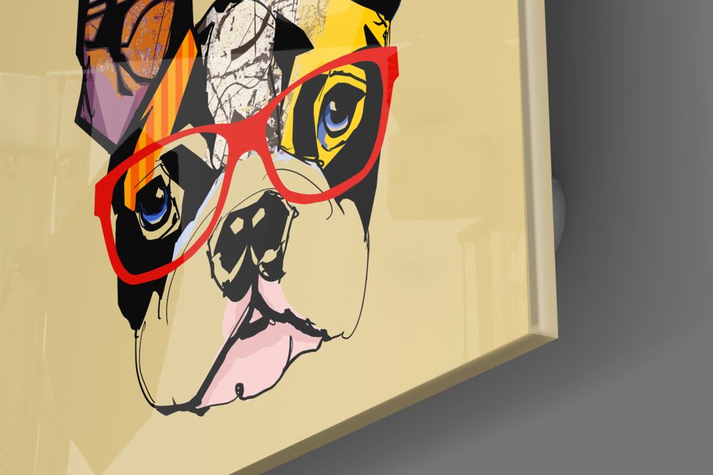 Bulldog Köpek Cam Tablo