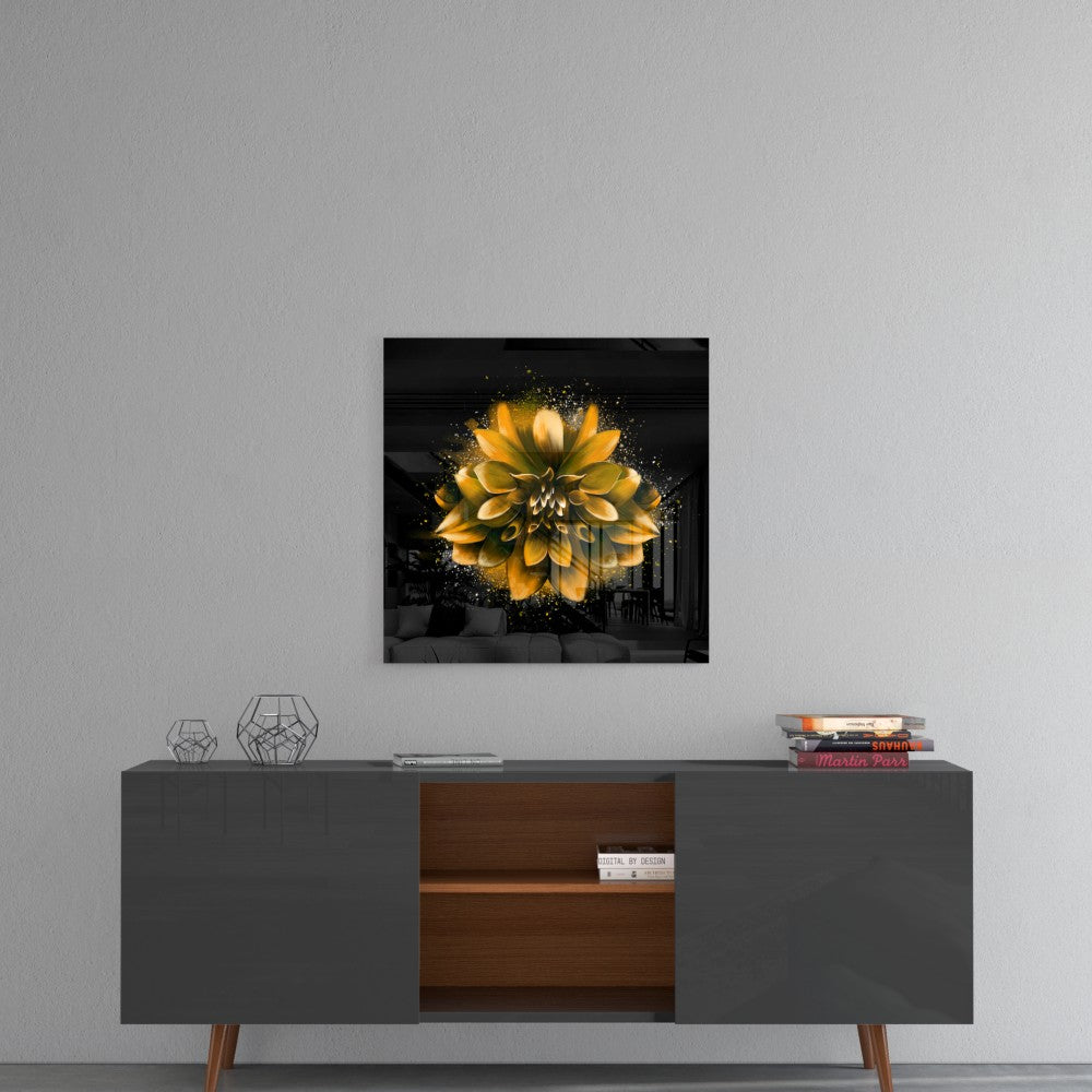 Sarı Lotus Cam Tablo