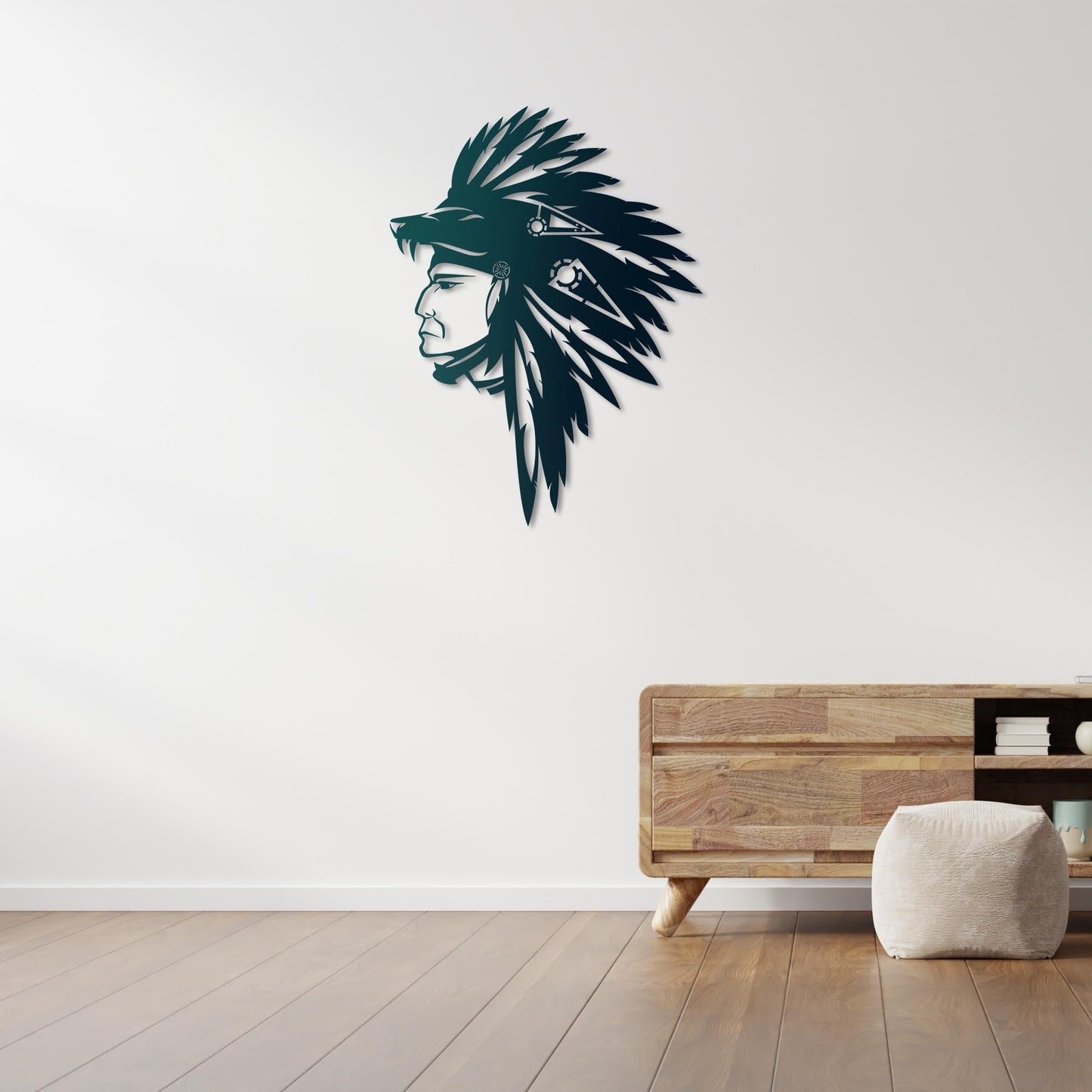 Tribal Spirit: Native American Chief Metal Painting