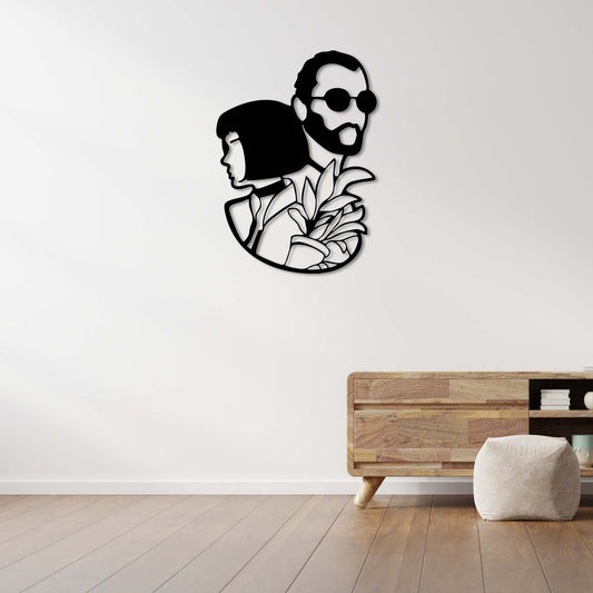 Woman and Man – Minimal Silhouette Metal Painting