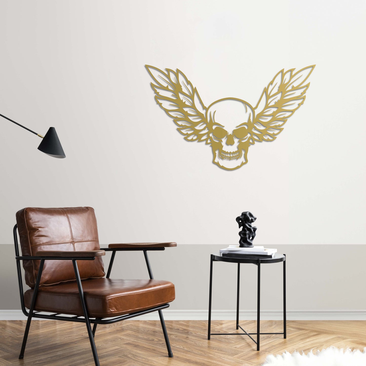Winged Skull Metal Sign