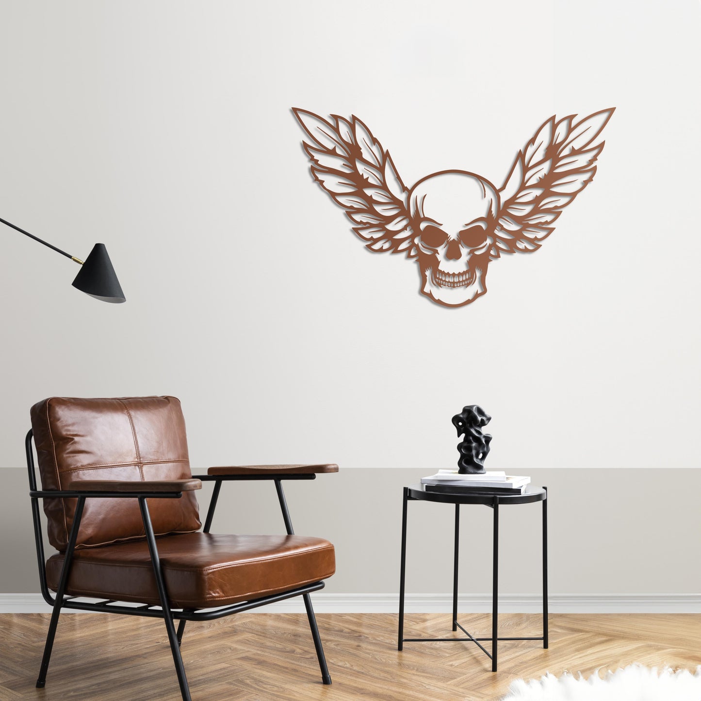 Winged Skull Metal Sign