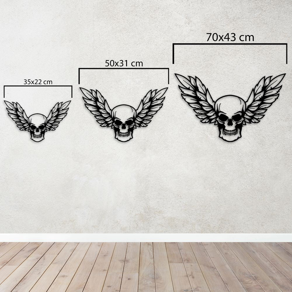 Winged Skull Metal Sign