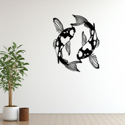 Koi Fish Metal Painting