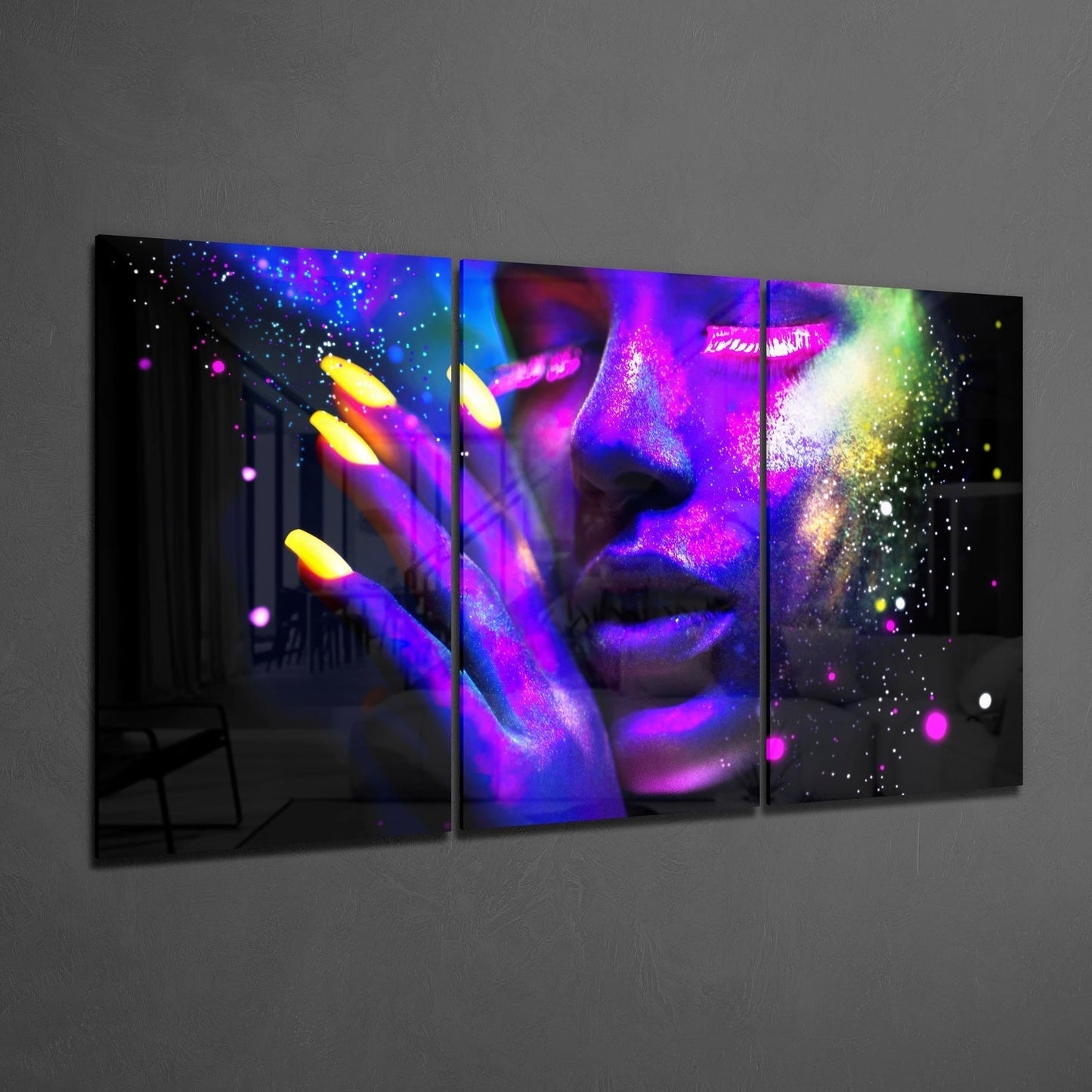 Neon Kadın Mega Cam Tablo