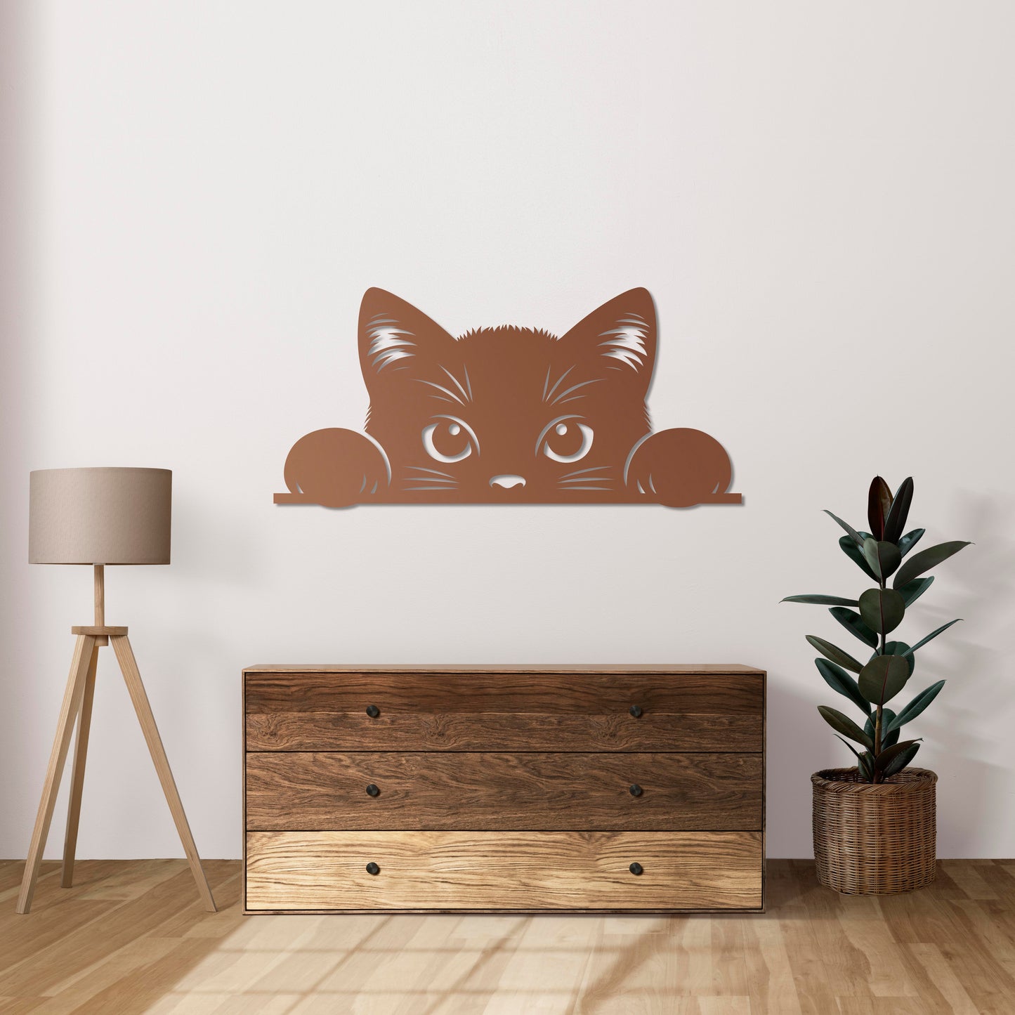 Meraklı Bakışlar Kedi Metal Tablo