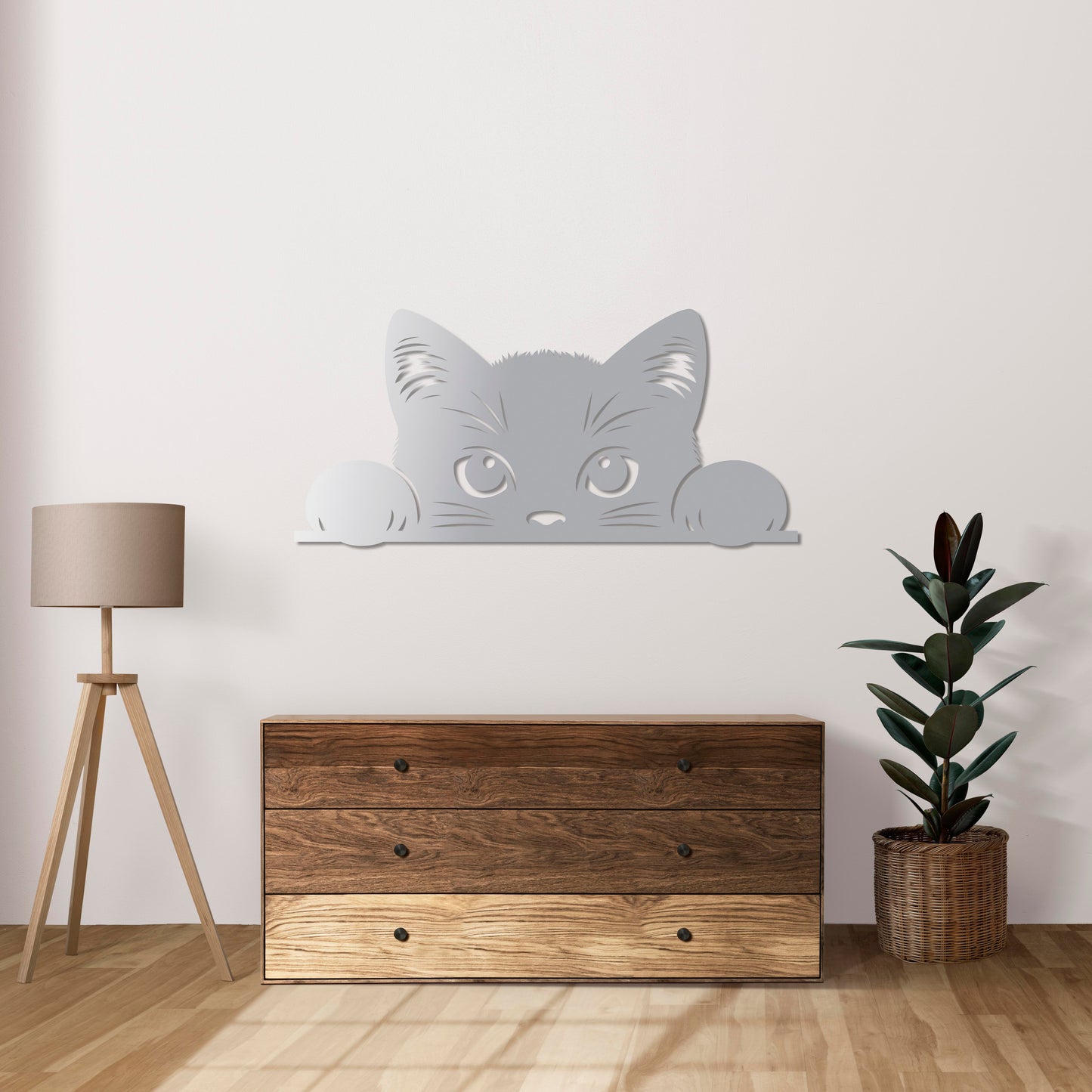 Meraklı Bakışlar Kedi Metal Tablo